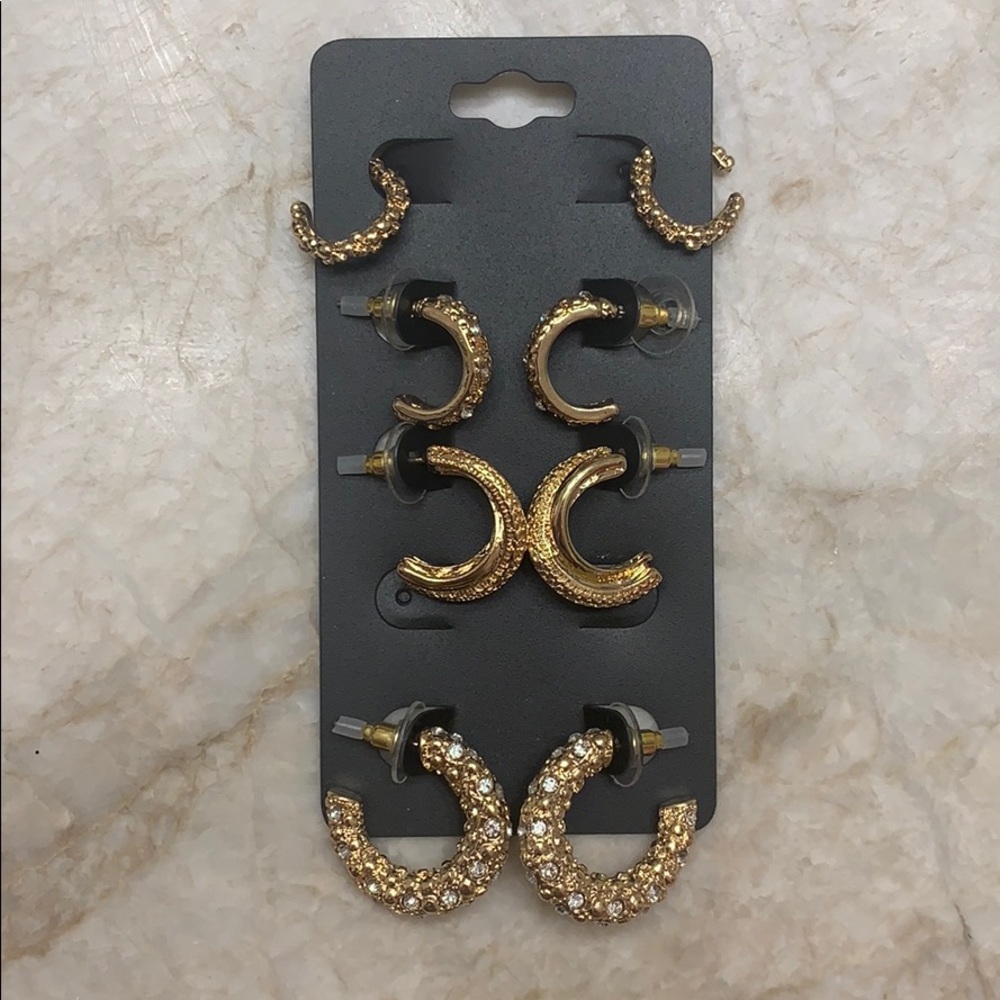PrettyLittleThing gold textured mixed mini hoops